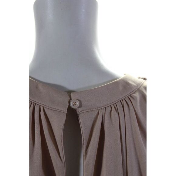 Ellelauri Women's Cowl Neck Sleeveless A-Line Cinch Mini Dress Beige Size M - Picture 4 of 7